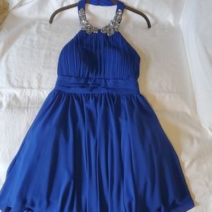 Blue Halter Formal Dress
